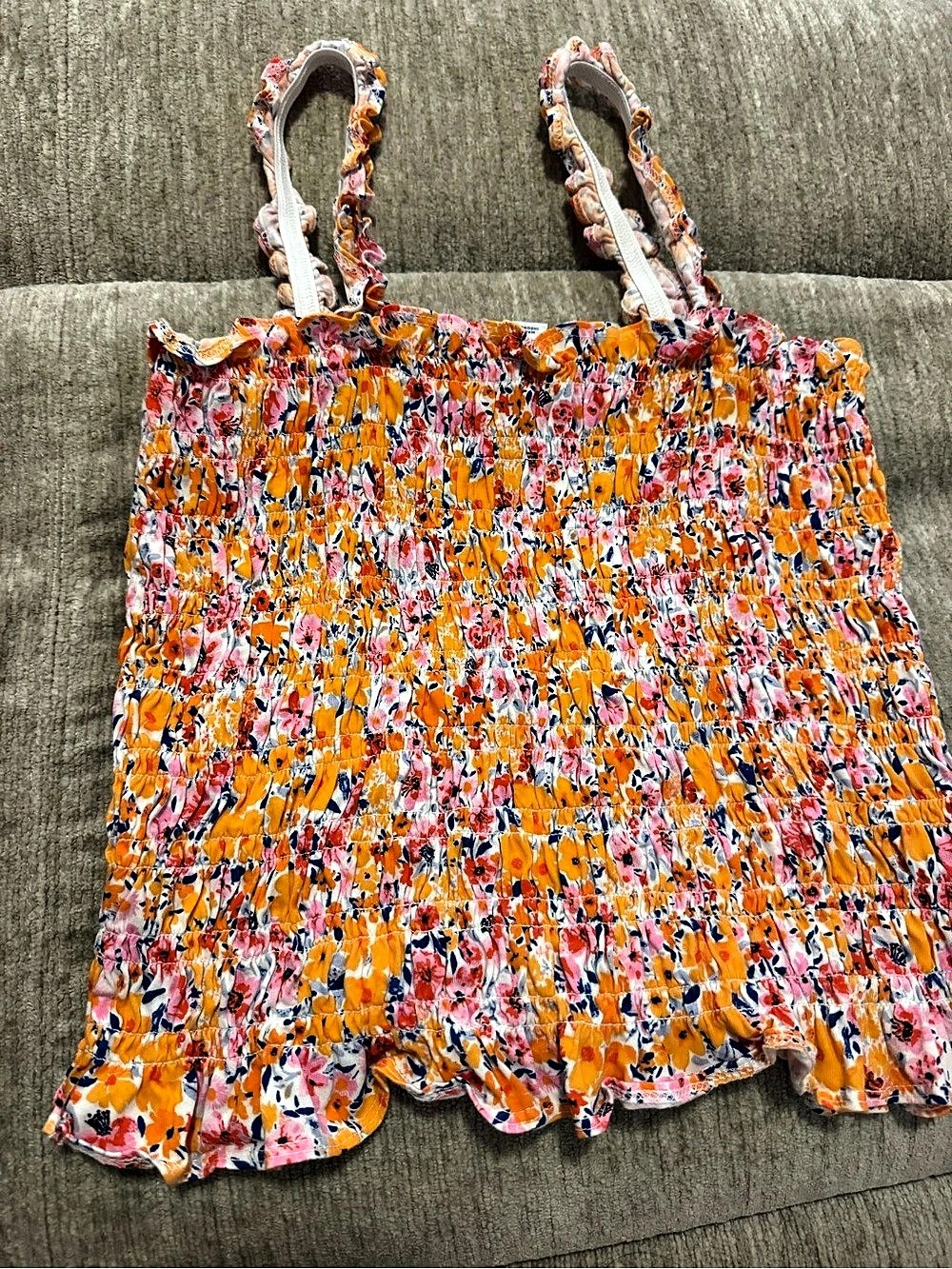 Old Navy Floral Tank Top in Orange & Pink Size Medium